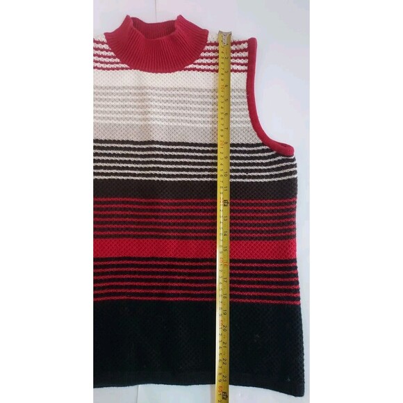 Vintage Crazy Horse Brown/Rust Striped Sleeveless Turtleneck Sweater Size XL - Picture 3 of 6